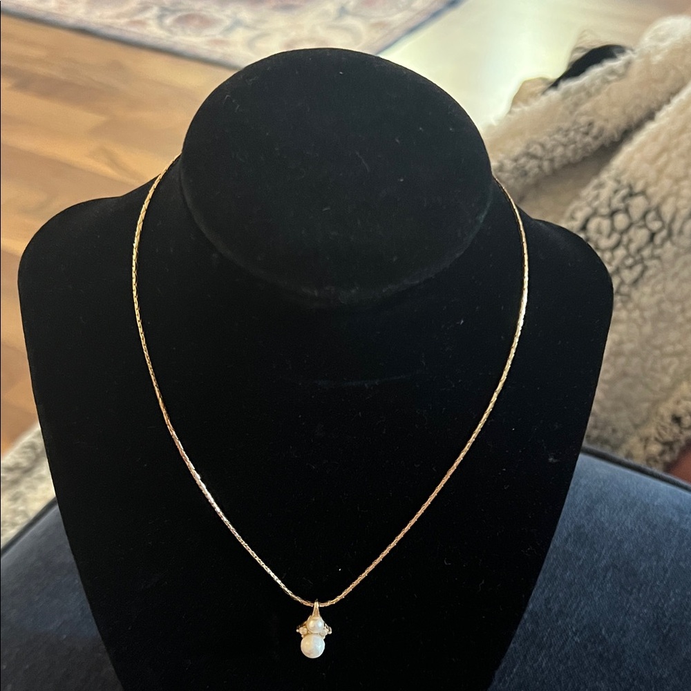 Dior Gold Necklace with Pearl Pendant